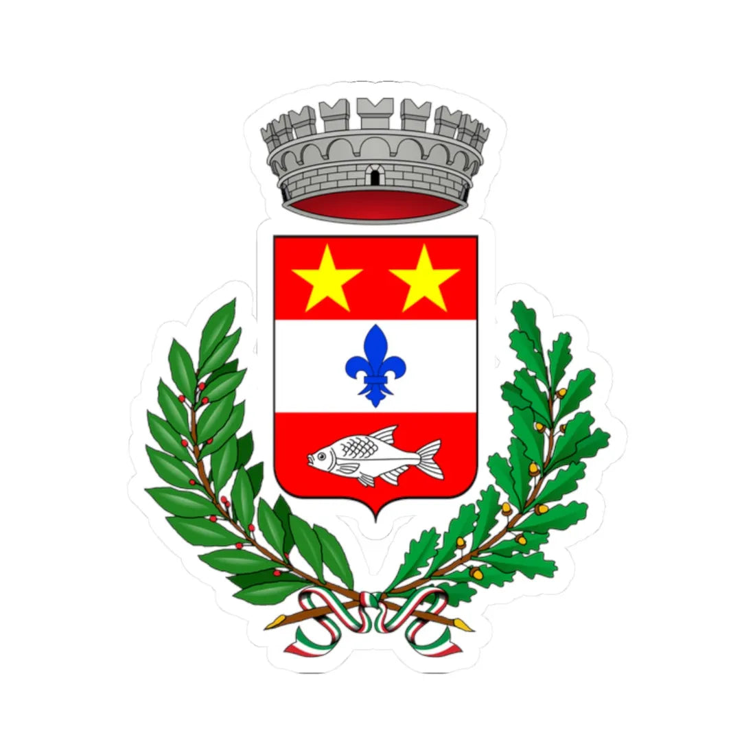 Bussero-Stemma (Italy) (Coat of Arms) STICKER Vinyl Kiss-Cut Decal 2 Inch White - The Sticker Space