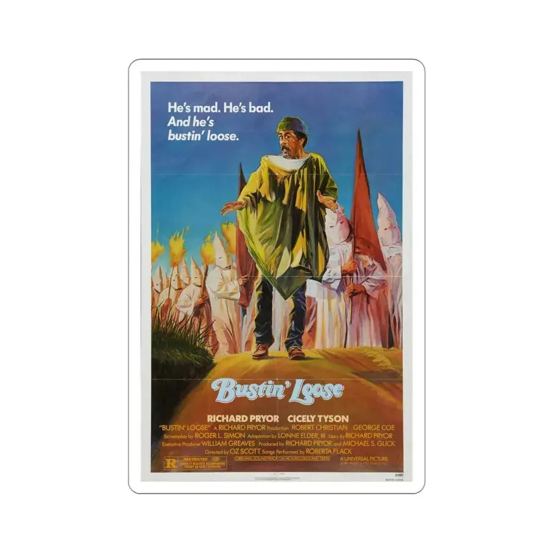 Bustin' Loose 1981 Movie Poster STICKER Vinyl Die-Cut Decal 4 Inch - The Sticker Space