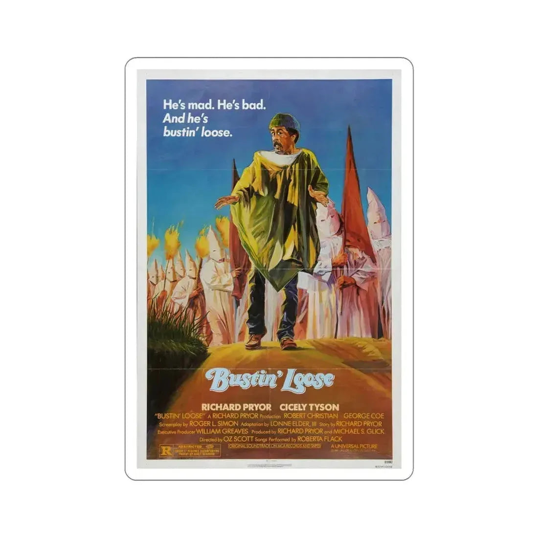 Bustin' Loose 1981 Movie Poster STICKER Vinyl Die-Cut Decal 6 Inch - The Sticker Space