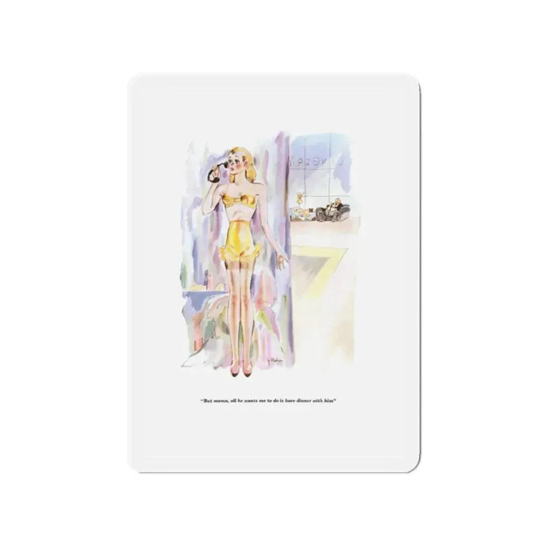 But mama,..., Esquire, January 1934 (Magazine Illustration) Refrigerator Magnet 2 Inch Die-Cut - The Sticker Space