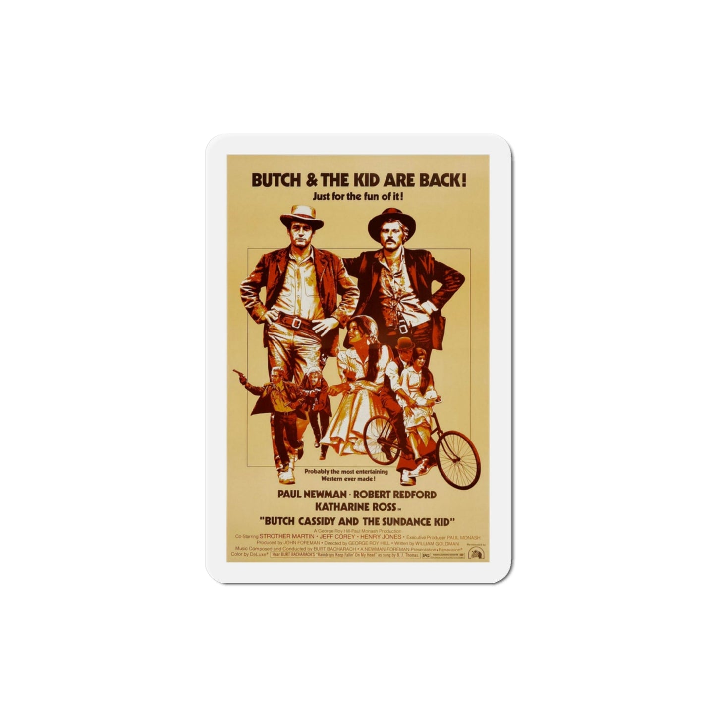 Butch Cassidy and the Sundance Kid 1969 Movie Poster Die-Cut Magnet-3 Inch-The Sticker Space