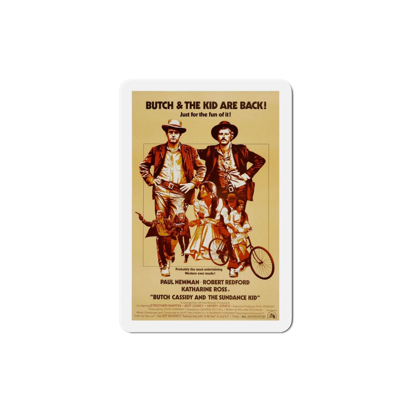 Butch Cassidy and the Sundance Kid 1969 Movie Poster Die-Cut Magnet-4 Inch-The Sticker Space