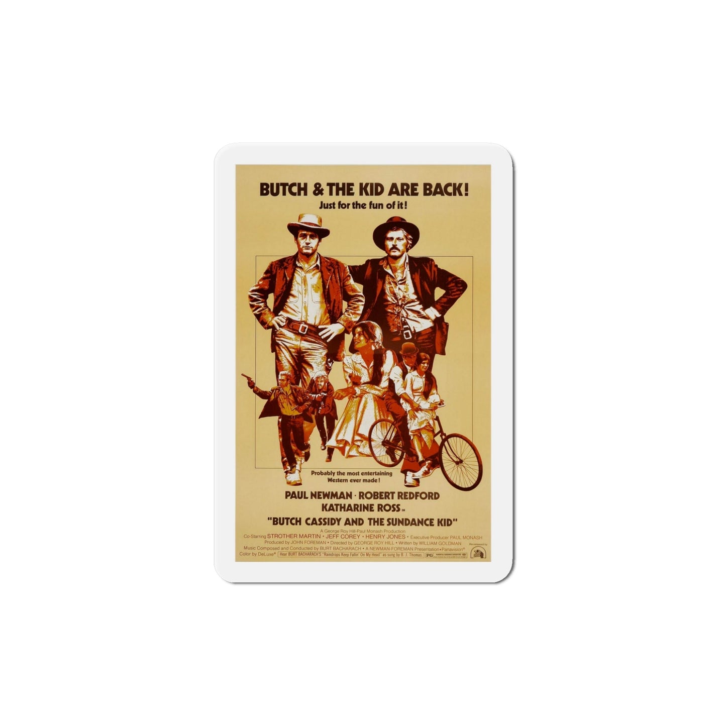 Butch Cassidy and the Sundance Kid 1969 Movie Poster Die-Cut Magnet-5 Inch-The Sticker Space