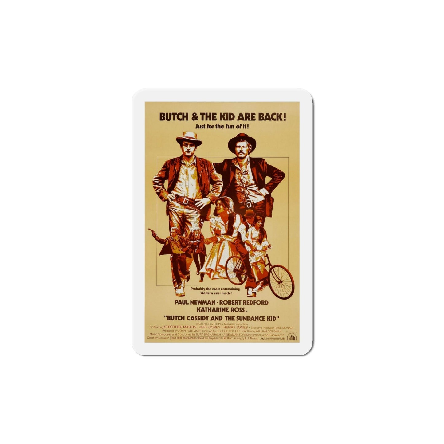 Butch Cassidy and the Sundance Kid 1969 Movie Poster Die-Cut Magnet-6 Inch-The Sticker Space