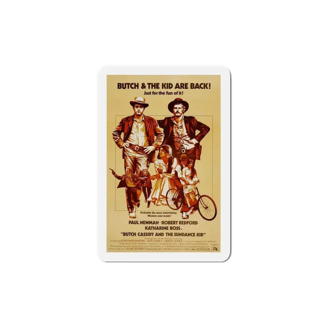 Butch Cassidy and the Sundance Kid 1969 Movie Poster Refrigerator Magnet 6 Inch - The Sticker Space