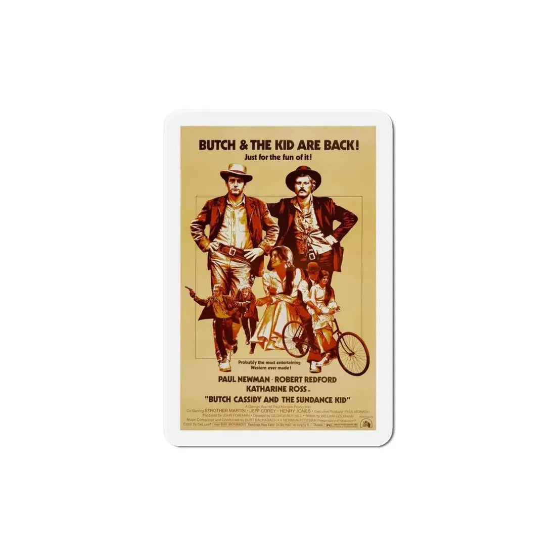 Butch Cassidy and the Sundance Kid 1969 Movie Poster Refrigerator Magnet - The Sticker Space