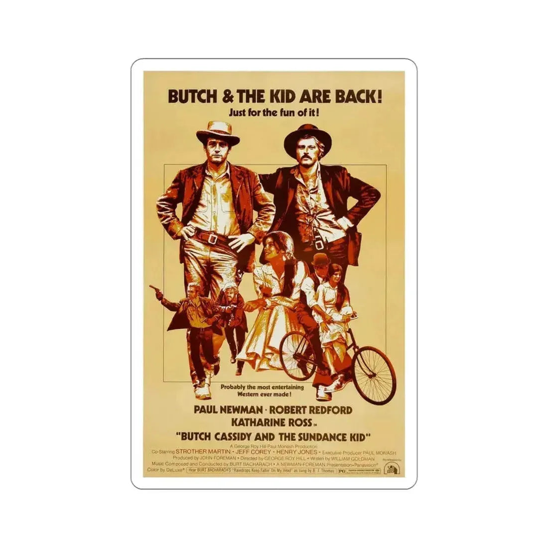Butch Cassidy and the Sundance Kid 1969 Movie Poster STICKER Vinyl Die-Cut Decal 5 Inch - The Sticker Space