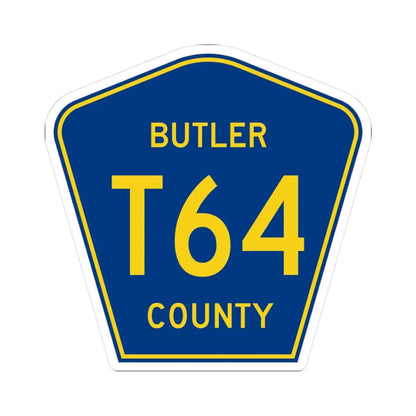 Butler County Route T64 IA (Iowa) (Road Sign) STICKER Vinyl Kiss-Cut Decal 3 Inch White - The Sticker Space