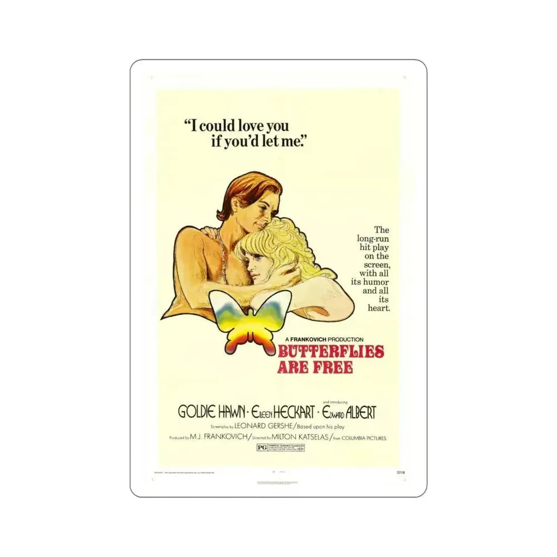 Butterflies Are Free 1972 Movie Poster STICKER Vinyl Die-Cut Decal 5 Inch - The Sticker Space