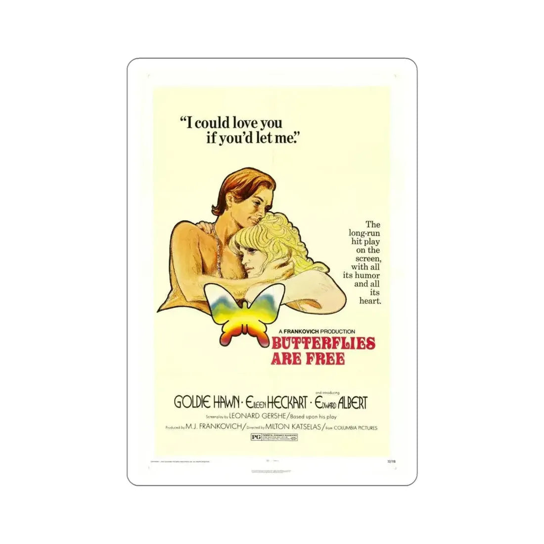 Butterflies Are Free 1972 Movie Poster STICKER Vinyl Die-Cut Decal - The Sticker Space