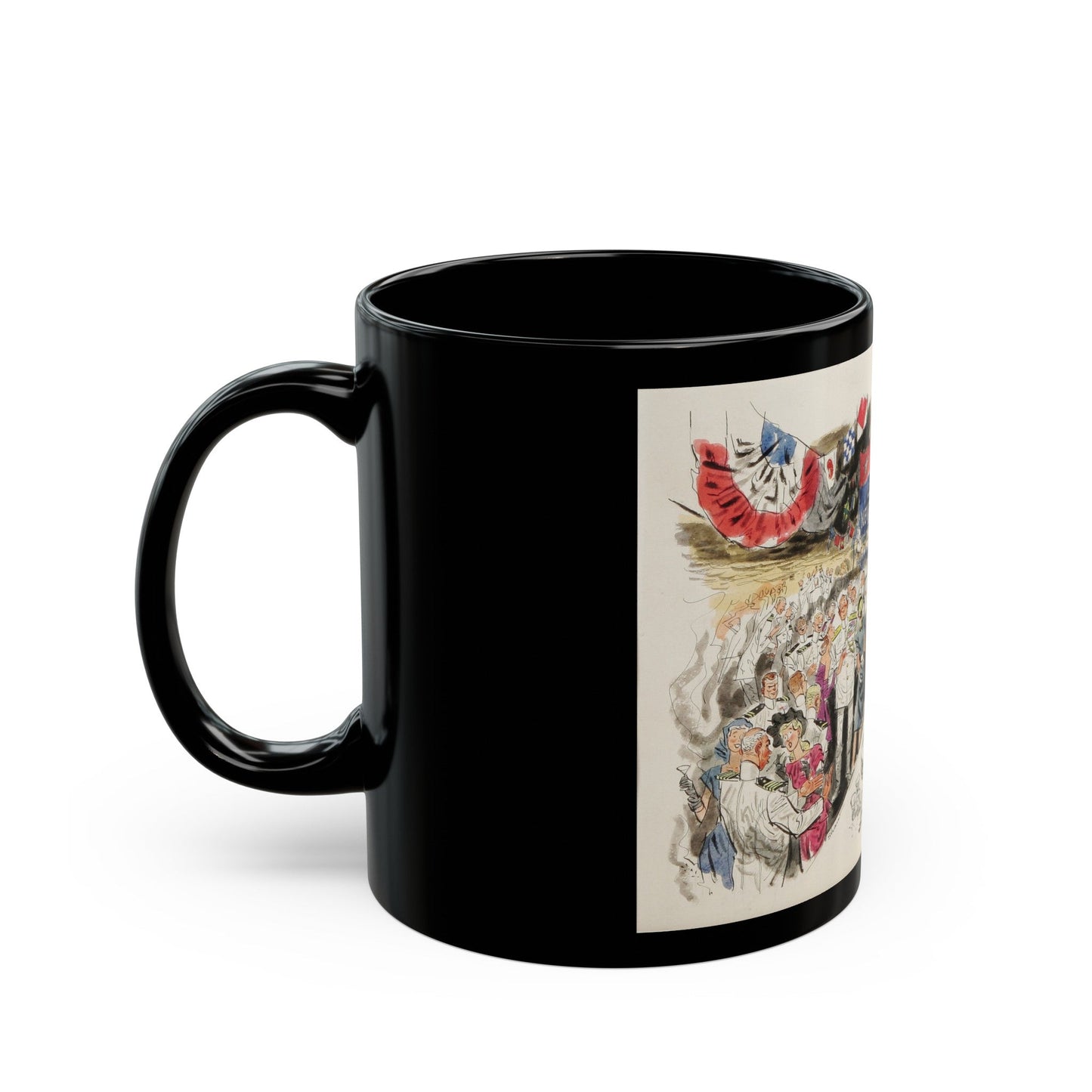 Buttering the Navy Brass, 1947 - Black Coffee Mug-The Sticker Space