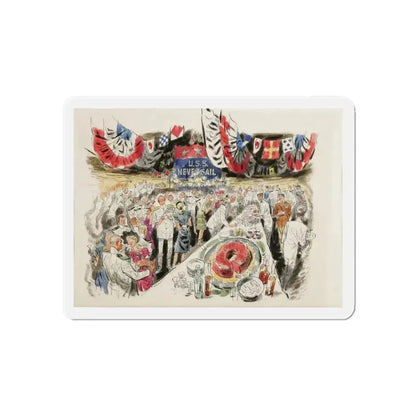 Buttering the Navy Brass, 1947 (Magazine Illustration) Refrigerator Magnet 3 Inch Die-Cut - The Sticker Space