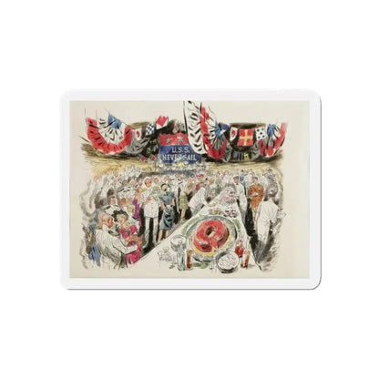 Buttering the Navy Brass, 1947 (Magazine Illustration) Refrigerator Magnet 4 Inch Die-Cut - The Sticker Space