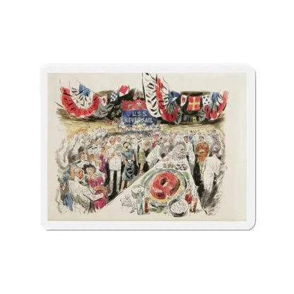 Buttering the Navy Brass, 1947 (Magazine Illustration) Refrigerator Magnet - The Sticker Space