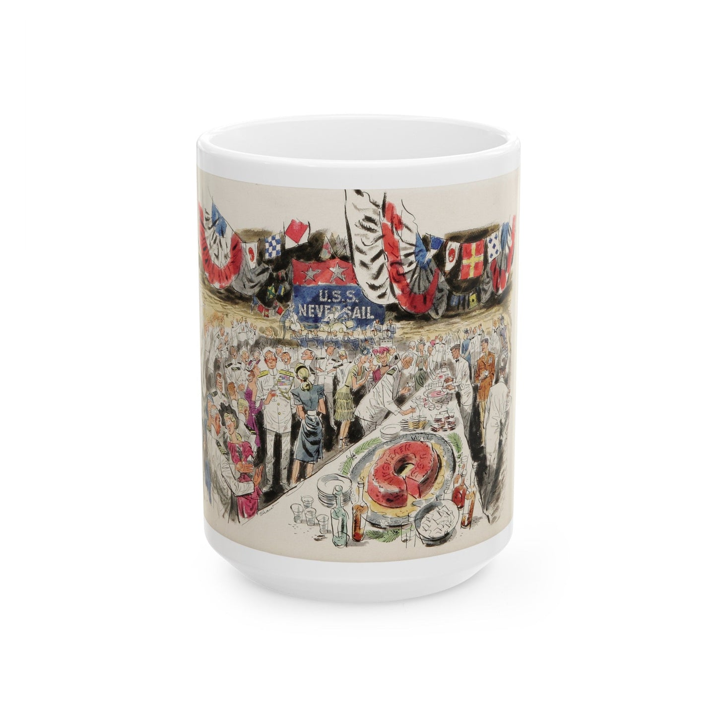 Buttering the Navy Brass, 1947 - White Coffee Mug-15oz-The Sticker Space