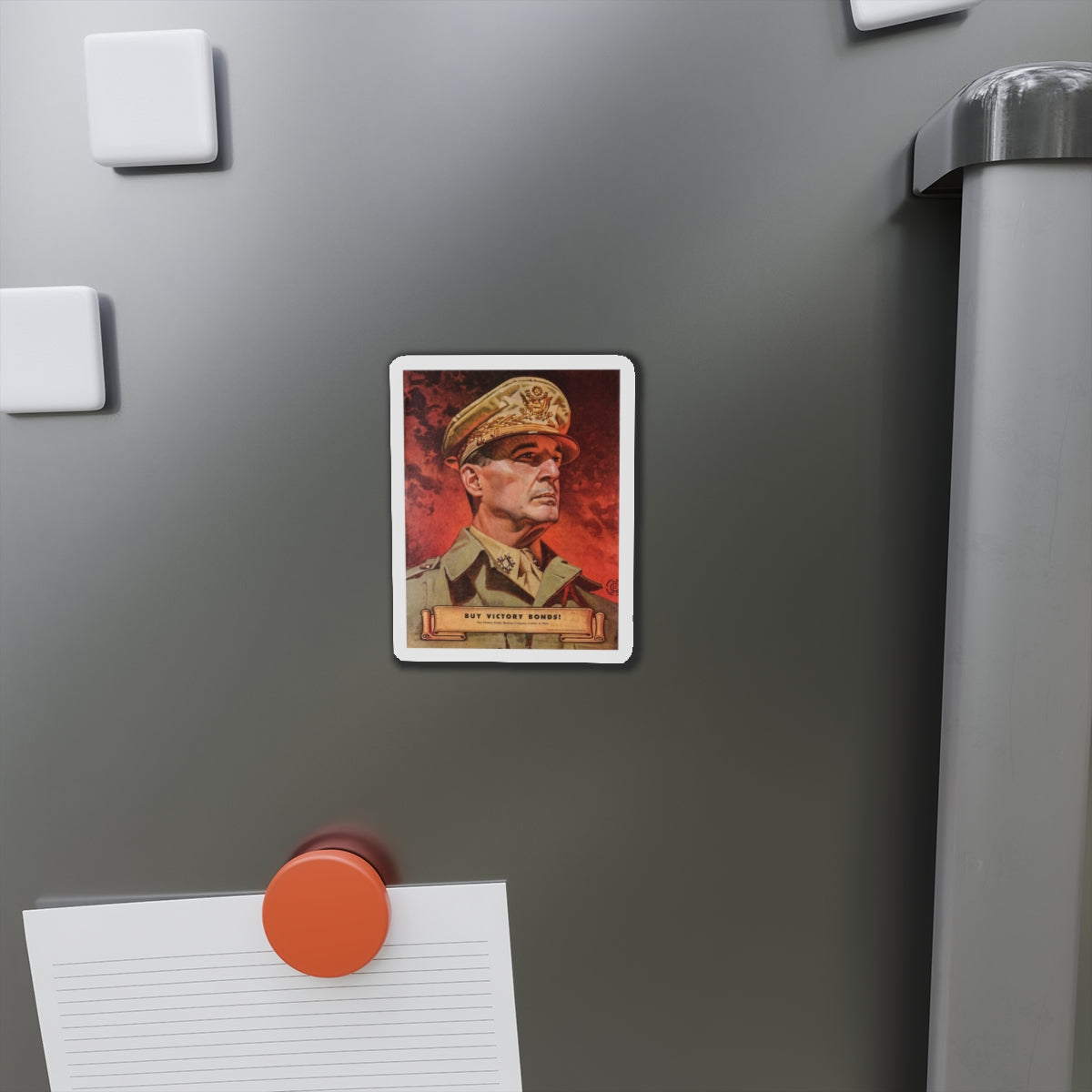 Buy Victory Bonds! Portrait of General MacArthur (1945) (Magazine Illustration) Refrigerator Magnet-The Sticker Space