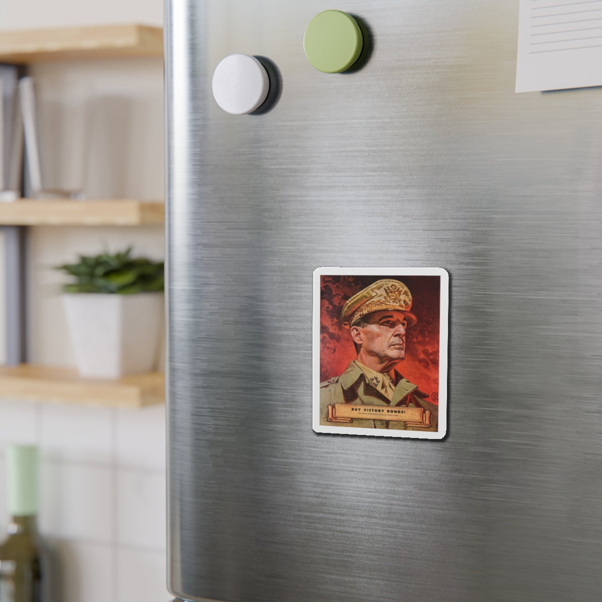 Buy Victory Bonds! Portrait of General MacArthur (1945) (Magazine Illustration) Refrigerator Magnet-The Sticker Space