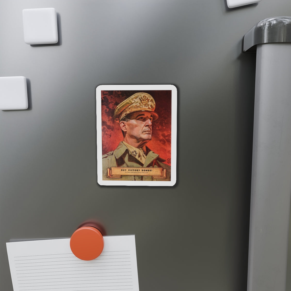 Buy Victory Bonds! Portrait of General MacArthur (1945) (Magazine Illustration) Refrigerator Magnet-The Sticker Space