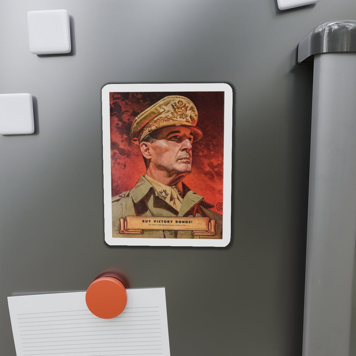 Buy Victory Bonds! Portrait of General MacArthur (1945) (Magazine Illustration) Refrigerator Magnet-The Sticker Space