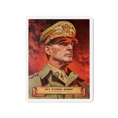 Buy Victory Bonds! Portrait of General MacArthur (1945) (Magazine Illustration) Refrigerator Magnet-3" x 3"-The Sticker Space