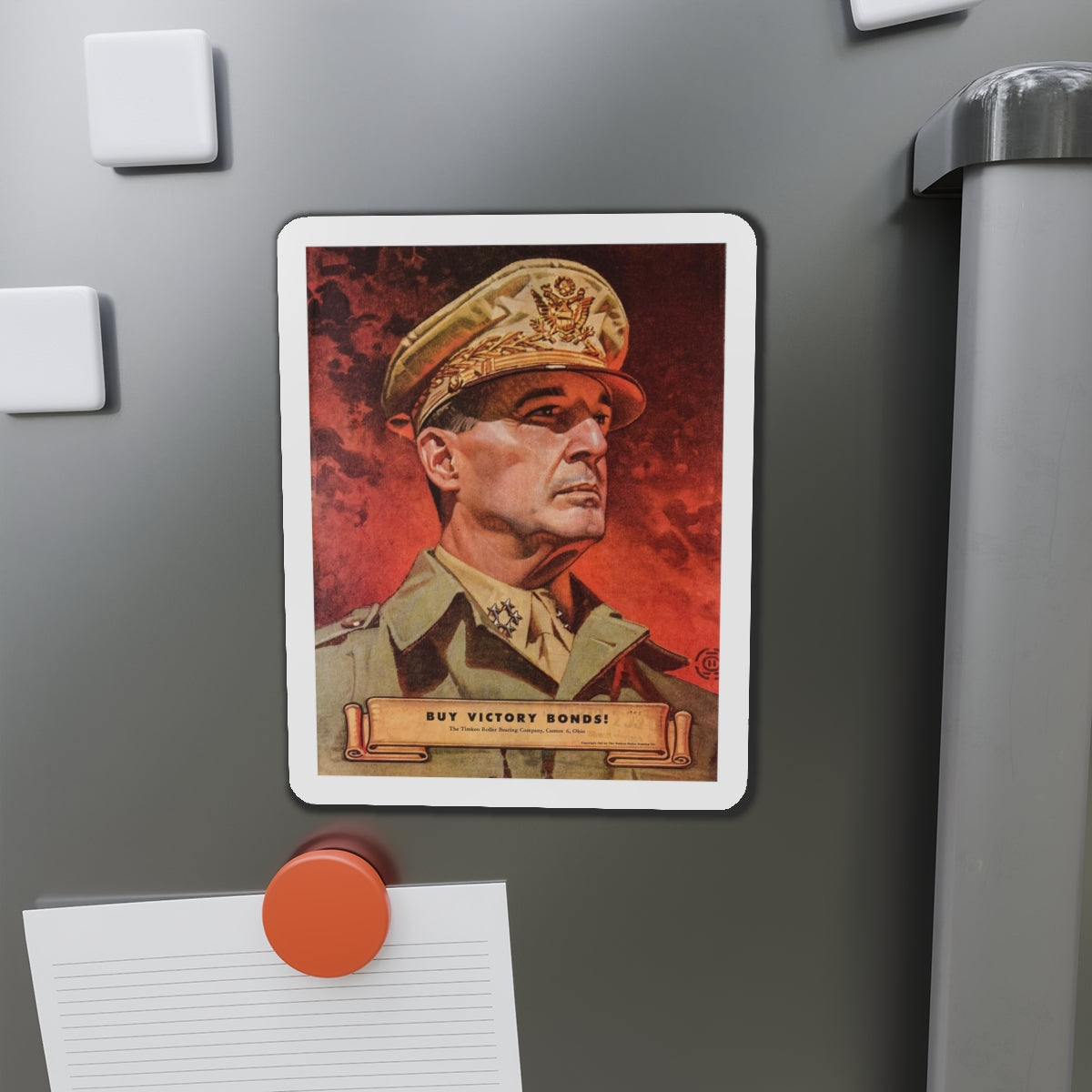 Buy Victory Bonds! Portrait of General MacArthur (1945) (Magazine Illustration) Refrigerator Magnet-The Sticker Space