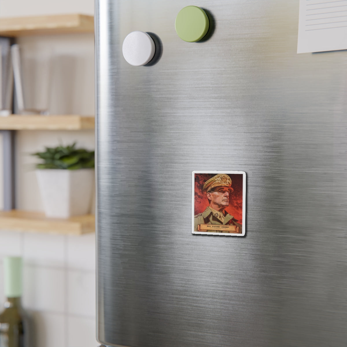 Buy Victory Bonds! Portrait of General MacArthur (1945) (Magazine Illustration) Refrigerator Magnet-The Sticker Space