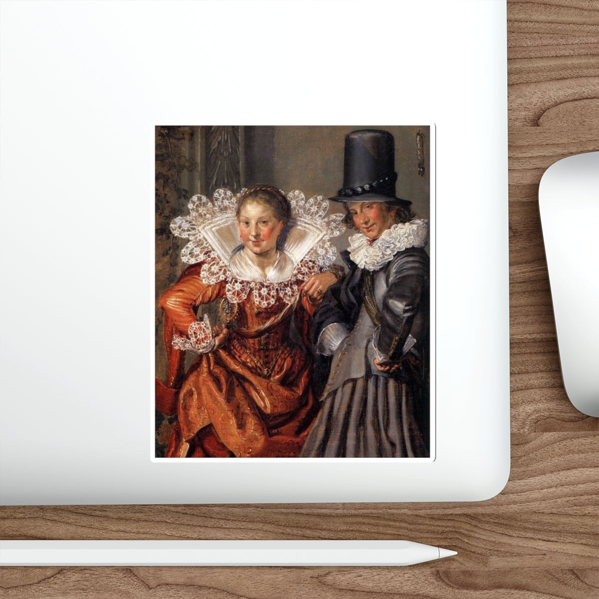 BUYTEWECH, Willem Pietersz - Dignified Couples Courting (detail)2 (Artwork) STICKER Vinyl Die-Cut Decal-The Sticker Space