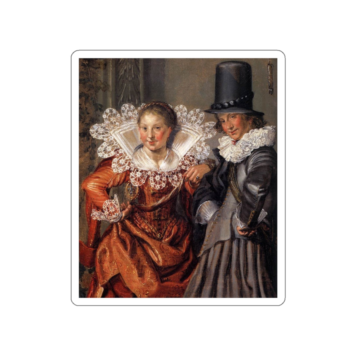 BUYTEWECH, Willem Pietersz - Dignified Couples Courting (detail)2 (Artwork) STICKER Vinyl Die-Cut Decal-White-The Sticker Space