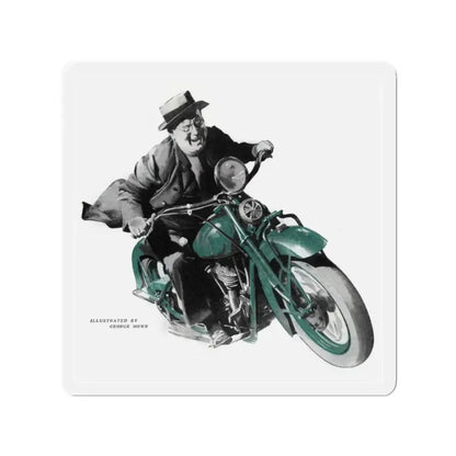 Buzz Meets a Mammoth (2), The American Magazine, July 1938 (Magazine Illustration) Refrigerator Magnet 2 Inch - The Sticker Space