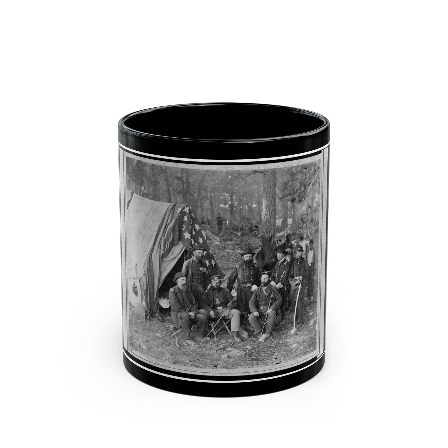 Bv't. Maj. Gen. John C. Caldwell And Staff Posed In Front Of Tent (U.S. Civil War) Black Coffee Mug