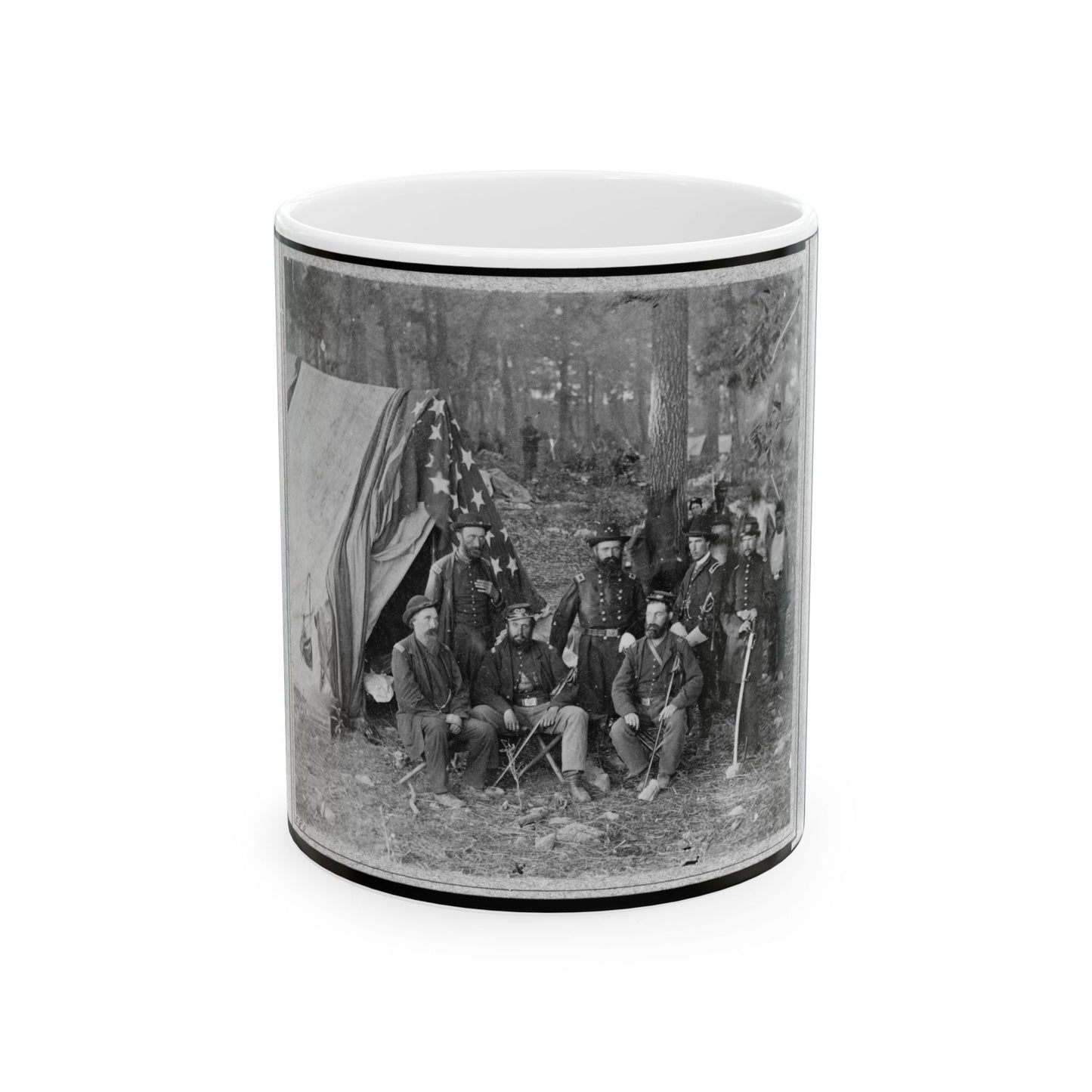 Bv't. Maj. Gen. John C. Caldwell And Staff Posed In Front Of Tent (U.S. Civil War) White Coffee Mug