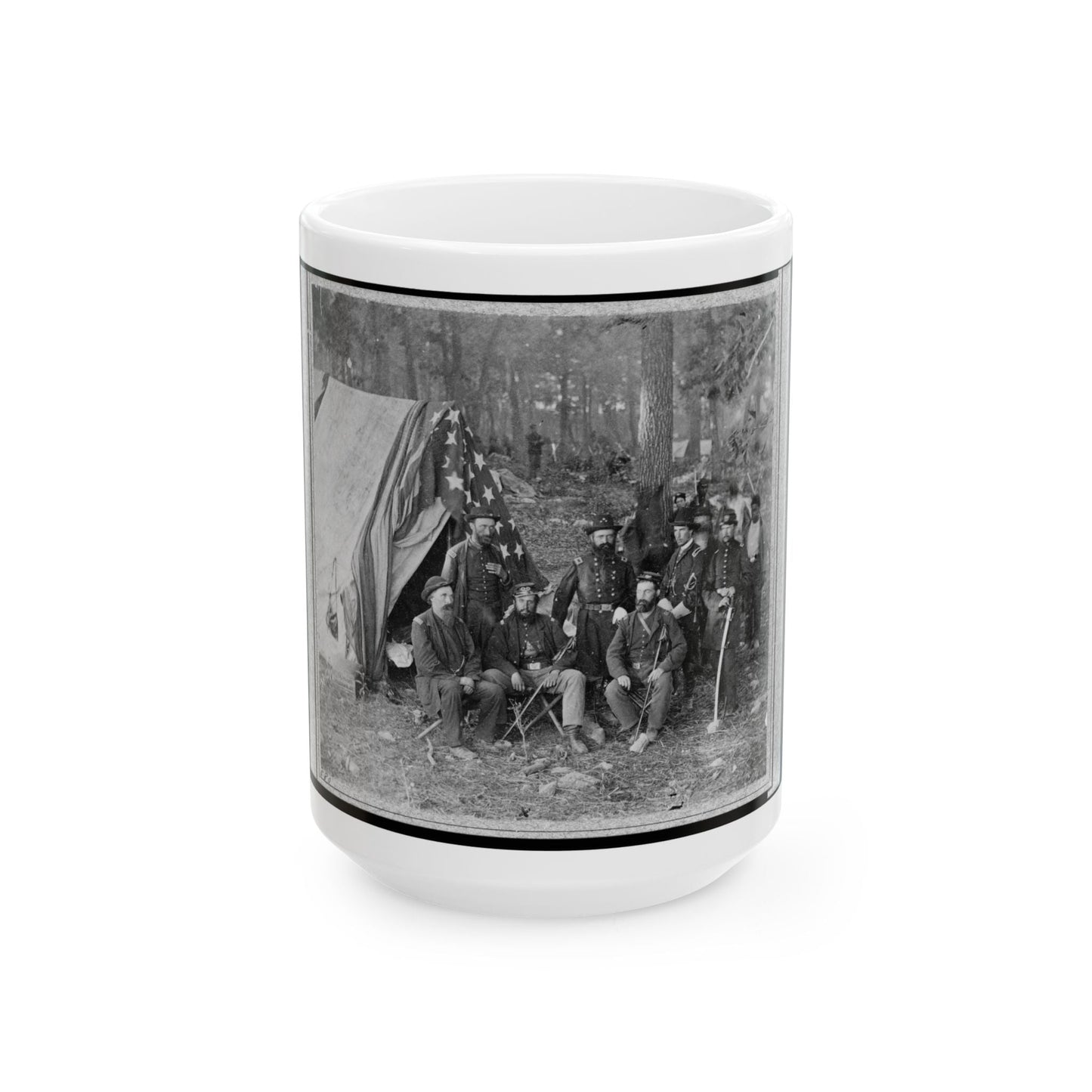 Bv't. Maj. Gen. John C. Caldwell And Staff Posed In Front Of Tent (U.S. Civil War) White Coffee Mug