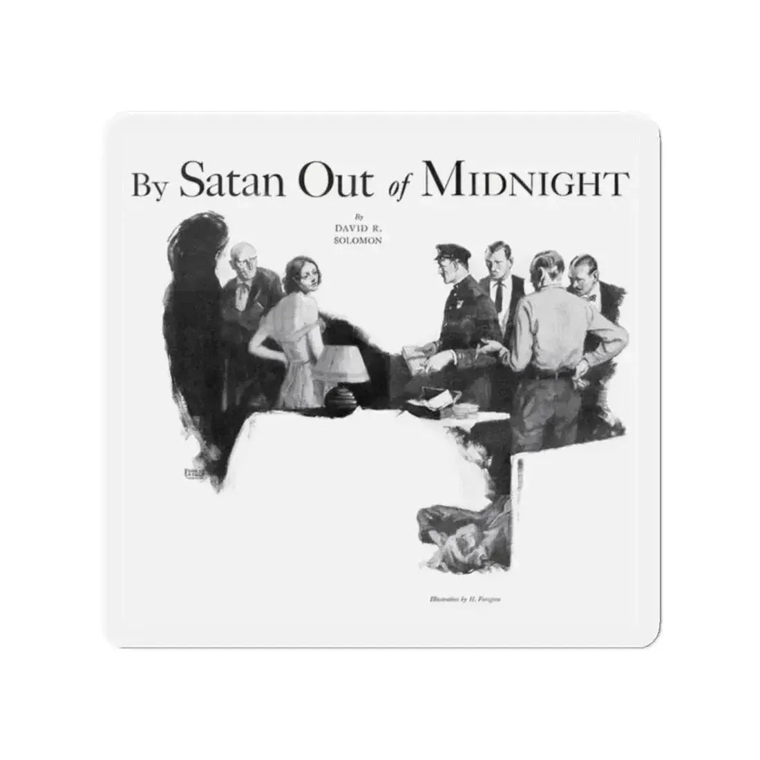 By Satan Out of Midnight, Real Detective, November 1932 (Magazine Illustration) Refrigerator Magnet 2 Inch - The Sticker Space