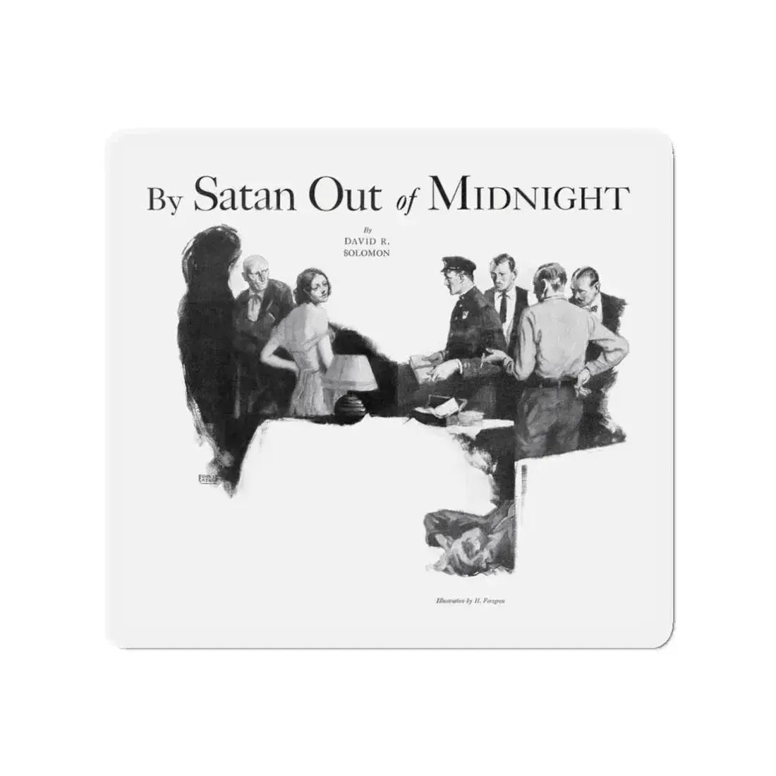 By Satan Out of Midnight, Real Detective, November 1932 (Magazine Illustration) Refrigerator Magnet 3 Inch - The Sticker Space