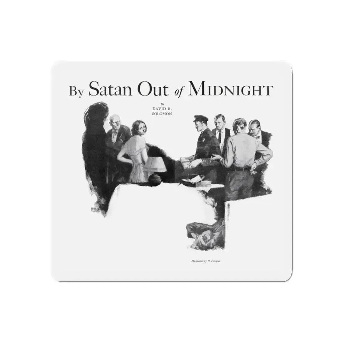 By Satan Out of Midnight, Real Detective, November 1932 (Magazine Illustration) Refrigerator Magnet 5 Inch - The Sticker Space