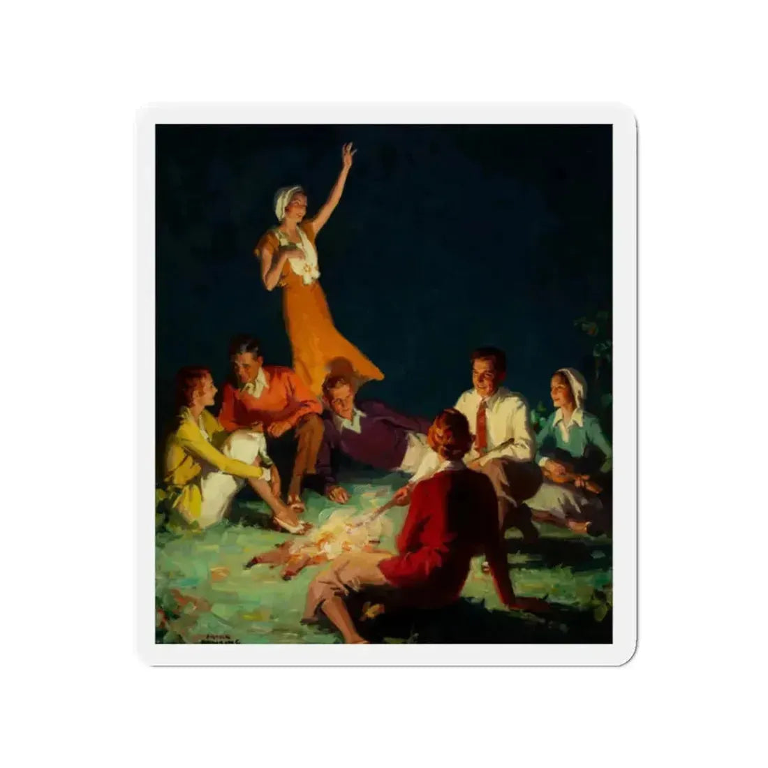 By the Bonfire, The Country Gentleman Magazine cover, September 1931 (Magazine Illustration) Refrigerator Magnet 2 Inch - The Sticker Space