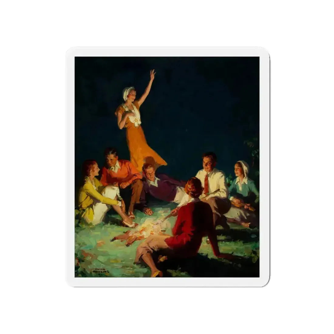 By the Bonfire, The Country Gentleman Magazine cover, September 1931 (Magazine Illustration) Refrigerator Magnet 4 Inch - The Sticker Space