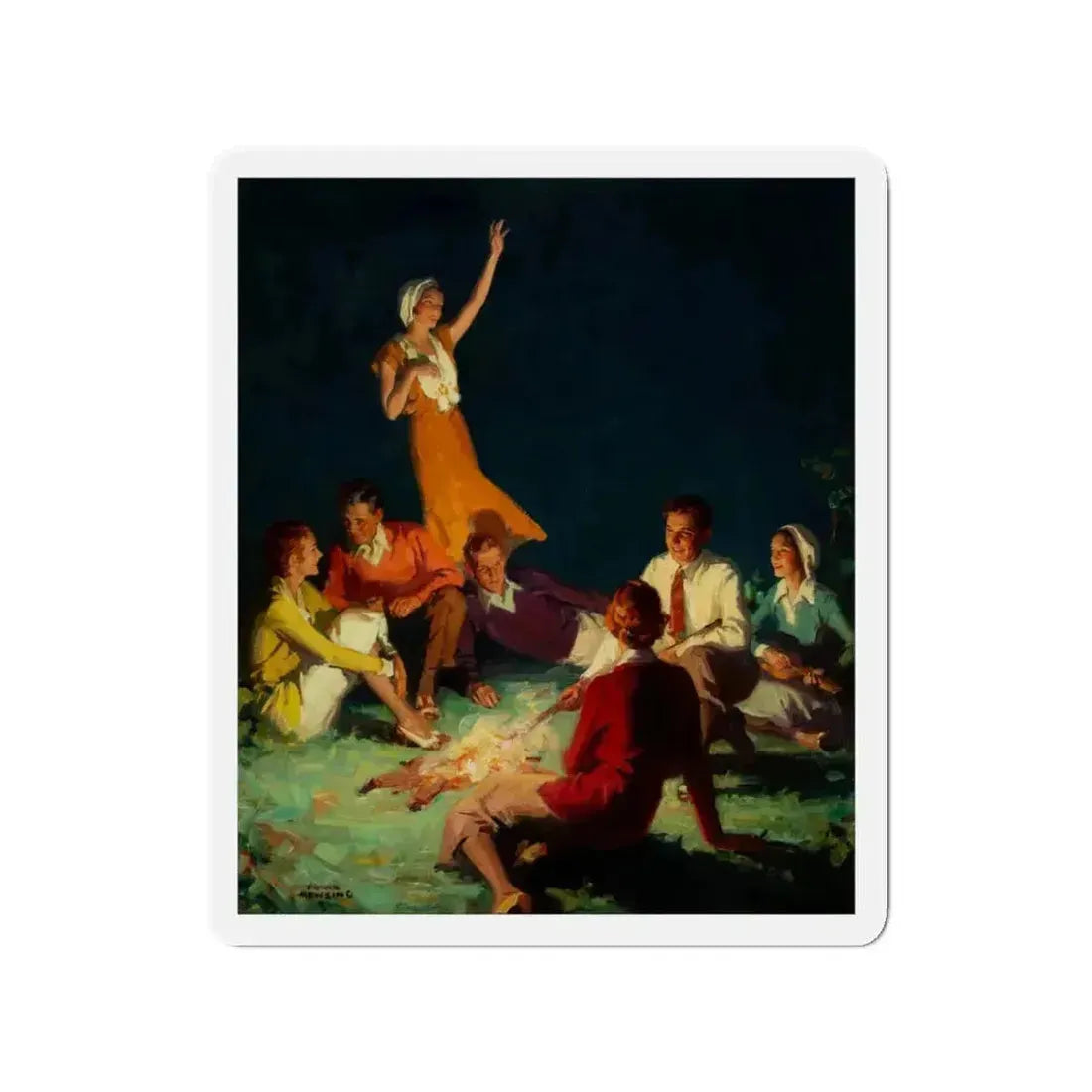 By the Bonfire, The Country Gentleman Magazine cover, September 1931 (Magazine Illustration) Refrigerator Magnet - The Sticker Space