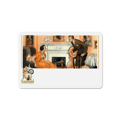 By the Fire, 1934 (Magazine Illustration) Refrigerator Magnet - The Sticker Space