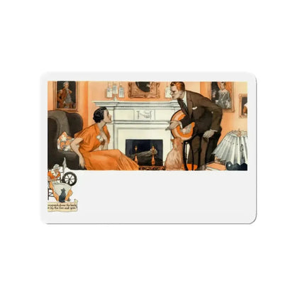 By the Fire, 1934 (Magazine Illustration) Refrigerator Magnet - The Sticker Space