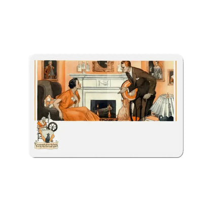 By the Fire, 1934 (Magazine Illustration) Refrigerator Magnet - The Sticker Space