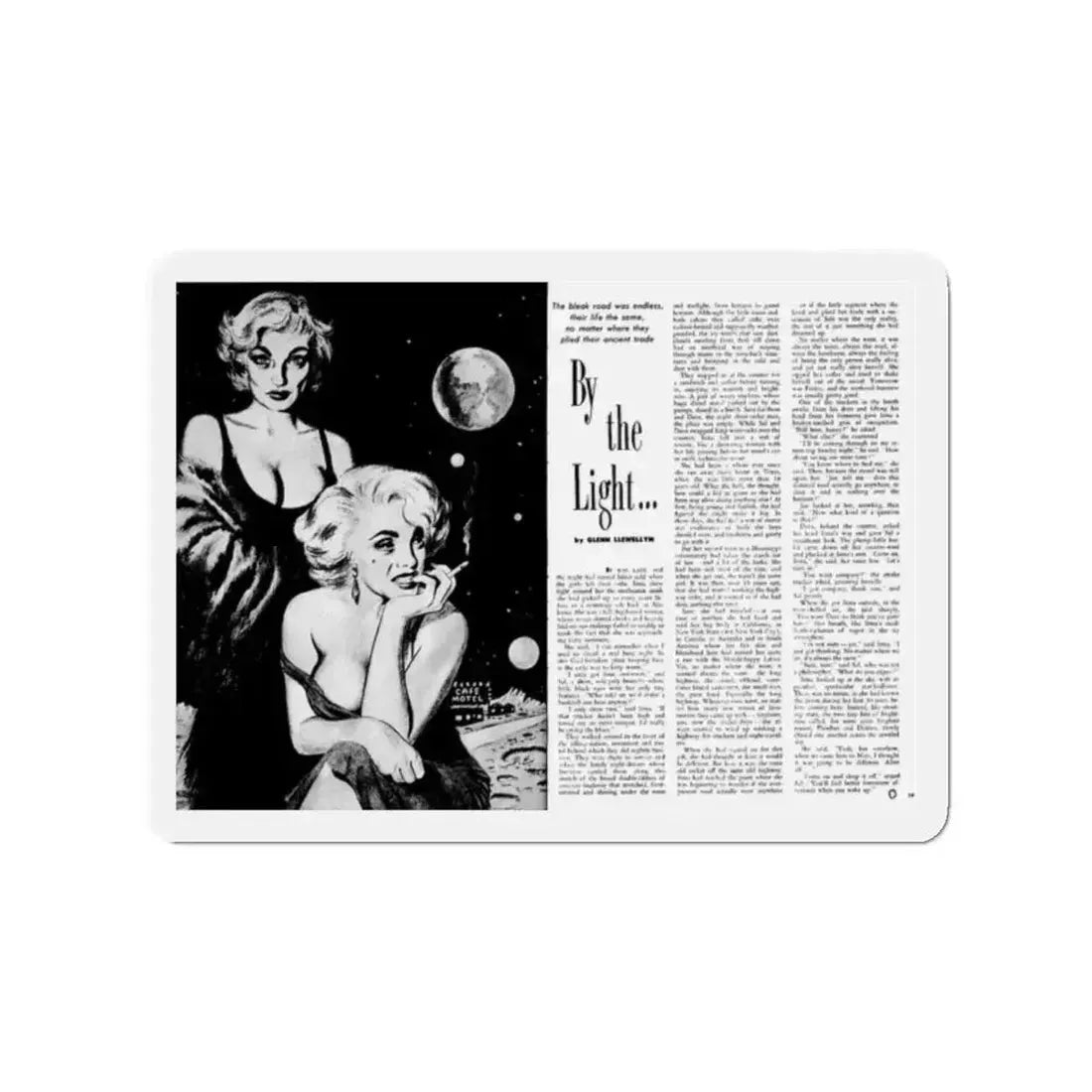 By the Light, Adam magazine, October 1958 (Magazine Illustration) Refrigerator Magnet 2 Inch - The Sticker Space