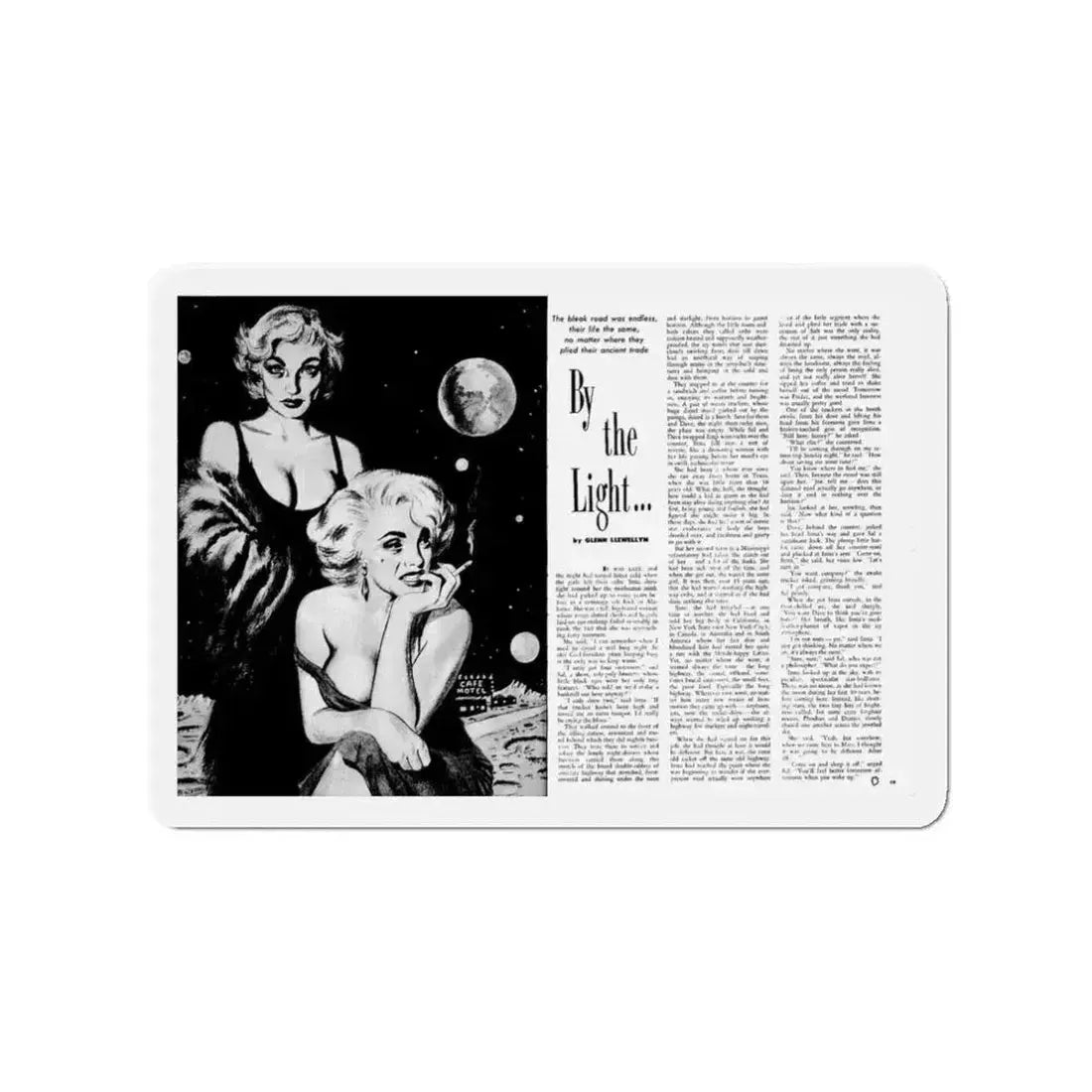 By the Light, Adam magazine, October 1958 (Magazine Illustration) Refrigerator Magnet 3 Inch - The Sticker Space