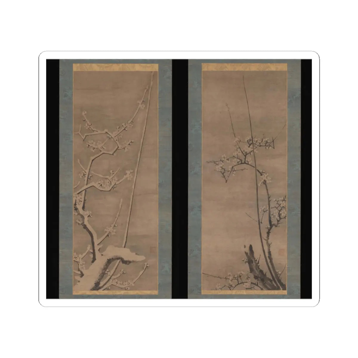 Byōsen Myōshitsu - Ink Plum - 15th century v1 - STICKER Vinyl Kiss-Cut Decal