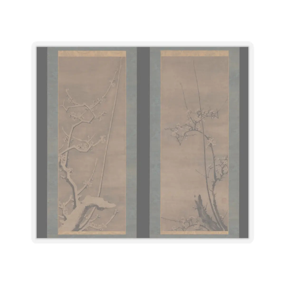 Byōsen Myōshitsu - Ink Plum - 15th century v1 - STICKER Vinyl Kiss-Cut Decal
