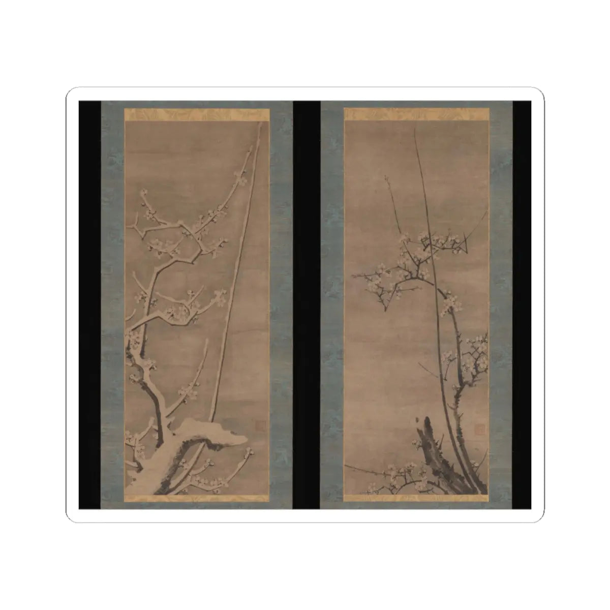 Byōsen Myōshitsu - Ink Plum - 15th century v1 - STICKER Vinyl Kiss-Cut Decal