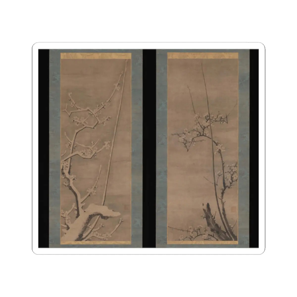Byōsen Myōshitsu - Ink Plum - 15th century v1 - STICKER Vinyl Kiss-Cut Decal