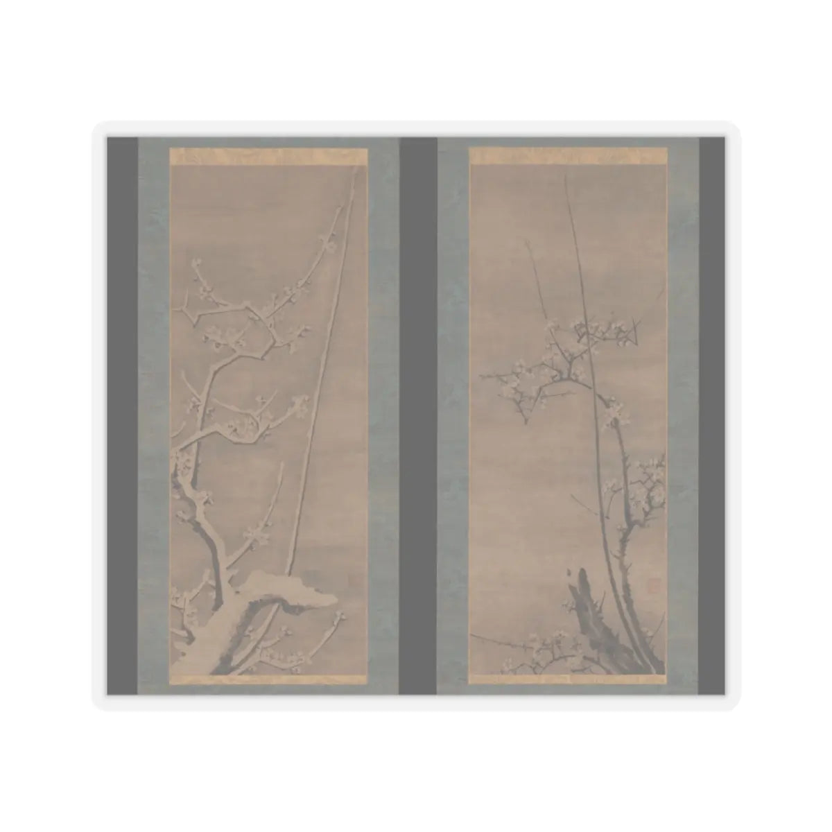 Byōsen Myōshitsu - Ink Plum - 15th century v1 - STICKER Vinyl Kiss-Cut Decal