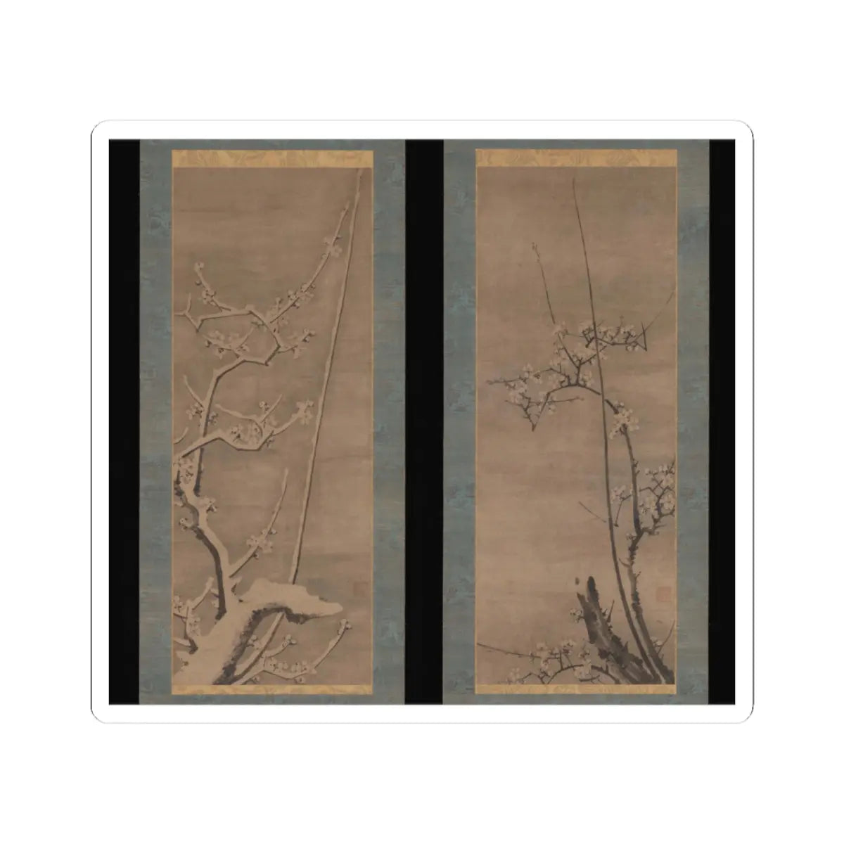 Byōsen Myōshitsu - Ink Plum - 15th century v1 - STICKER Vinyl Kiss-Cut Decal