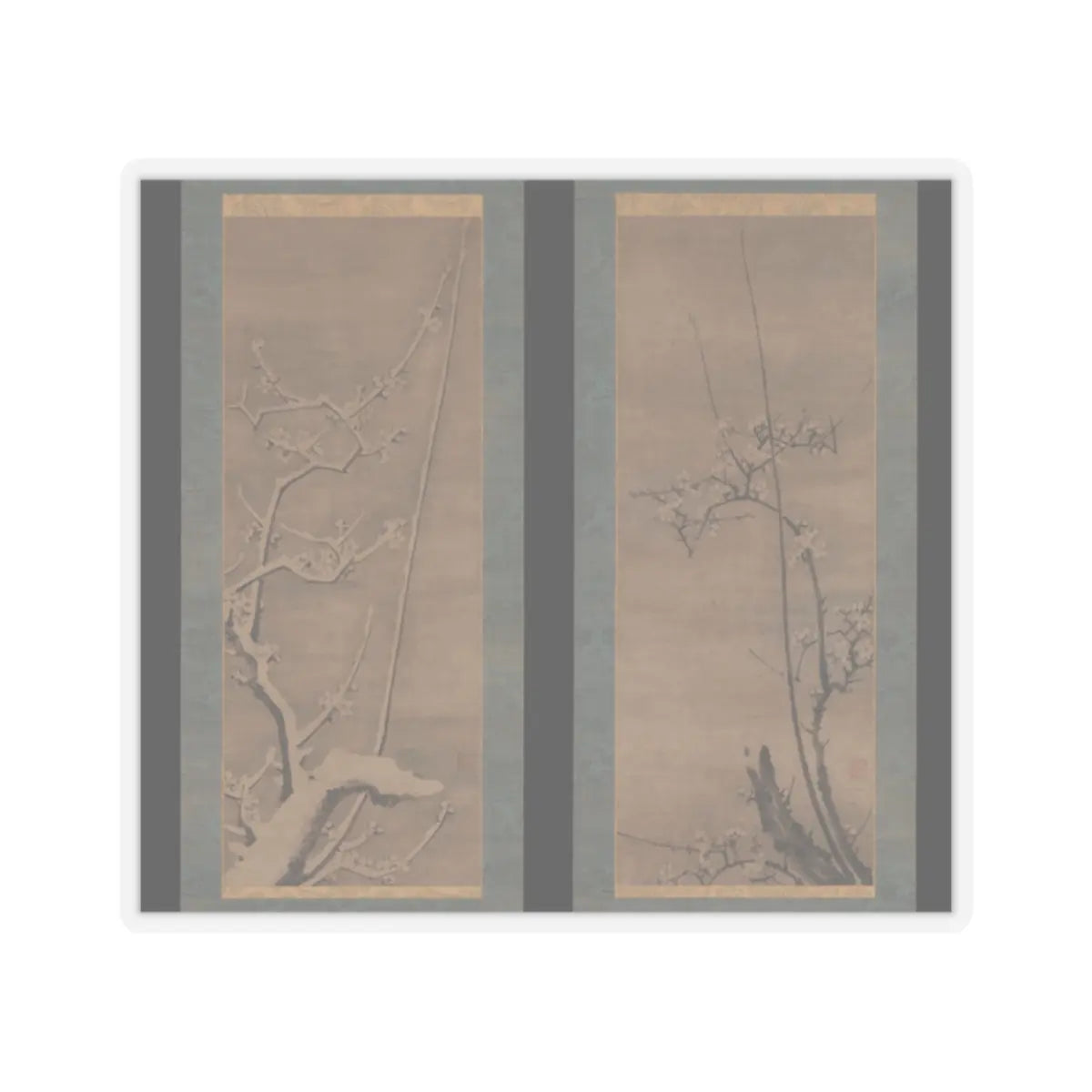 Byōsen Myōshitsu - Ink Plum - 15th century v1 - STICKER Vinyl Kiss-Cut Decal